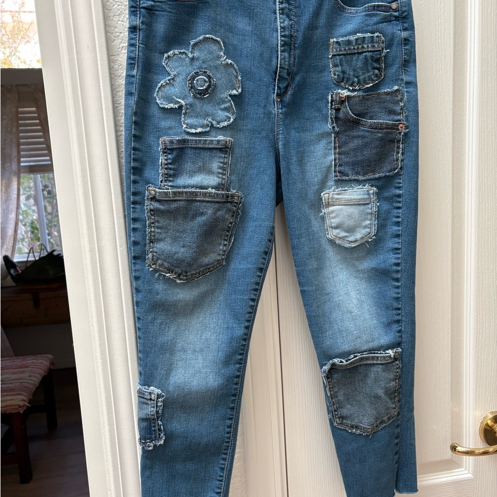 Handmade boho Women’s cropped cargo Jeans
